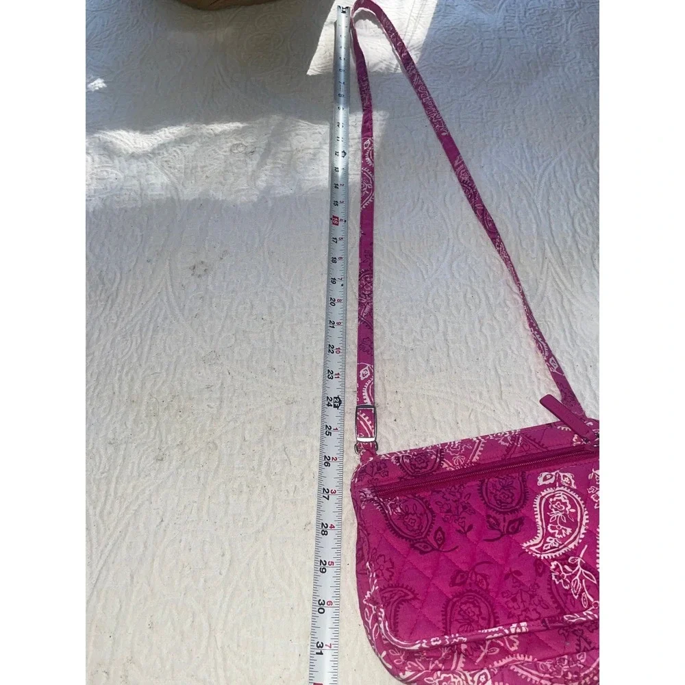 Vera Bradley Pink Paisley Quilted Cotton Crossbody Bag Small Messenger Purse